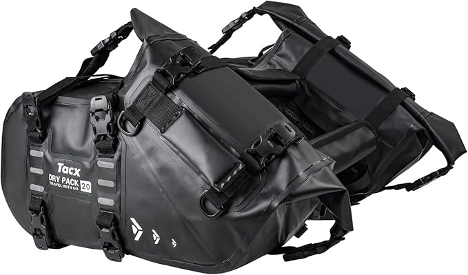 Motorcycle Saddle Bags Tail Bag, 20L Roll-top Waterproof Motor Detachable Side by TACXMOTORRAD