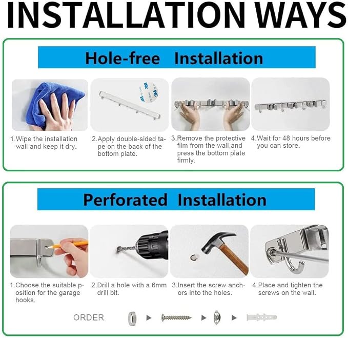 Mop Broom Holder Wall Mount Heavy Duty Adhesive Tools Organizer Rack Stainless - Image 8