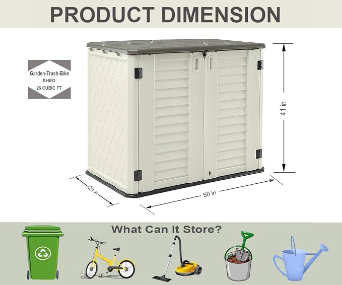 HOMSPARK Storage Shed Weather Resistance, 26 Cu.ft Capacity Horizontal Storage - Image 5
