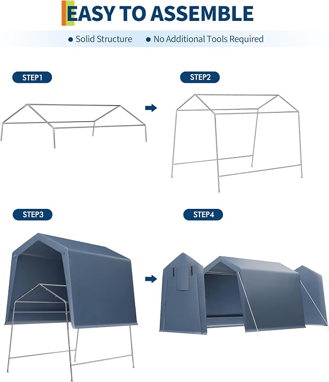 6x6 FT Motorcycle Shed, Durable Outdoor Motorcycle Storage Tent - Image 8