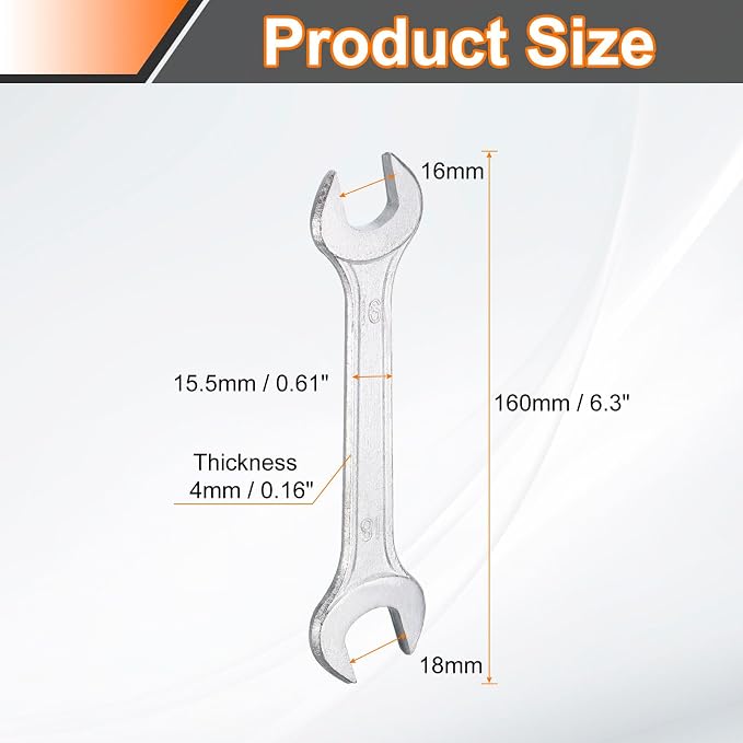 HARFINGTON 5pcs Double Open End Wrench 16mm x 18mm Metric 15 Degree Offset - Image 2