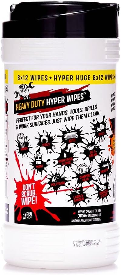 Hyper Wipes, 2 Pack Heavy Duty Hand & Tool Cleaning Wipes, Degreasing, All - Image 3