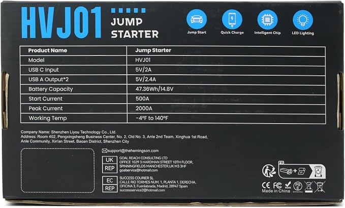 Car Jump Starter, HEMINGSON 2000A Peak Battery Jump Starter Portable 12V Jump - Image 11
