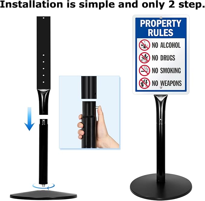 Parking Sign Post 49" Heavy Duty Cast Iron Parking Signs Stand, Movable Sign - Image 4