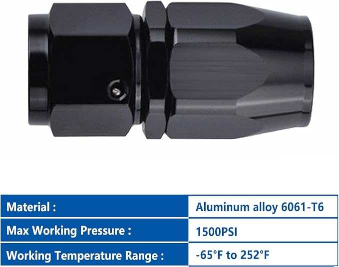 LokoCar 8AN Hose End Fitting 0 Degree Straight Swivel - Image 3