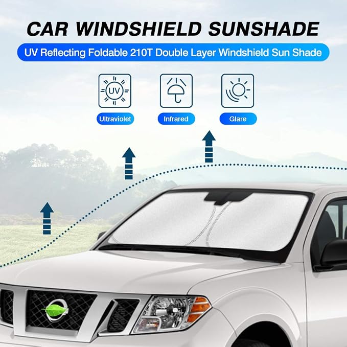 KUST Windshield Sun Shade for 2006-2021 Nissan Frontier Accessories Custom Fit - Image 2