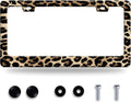 Leopard License Plate Frame Cheetah Leopard Brown License Plate Stainless Steel by GORSNKYE