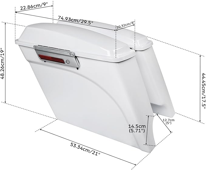 XFMT Motorcycle Stretched Saddlebags 5" Extended Hard Saddle Bags - Image 4