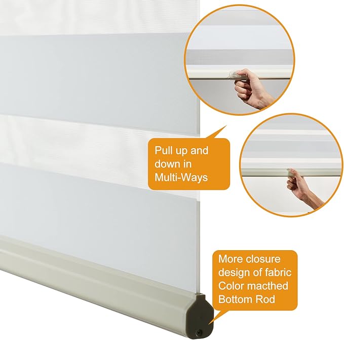 Persilux Cordless Zebra Blinds for Windows Free-Stop Window Blinds Dual Layer - Image 3