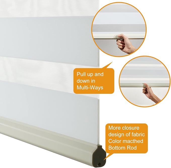 Persilux Cordless Zebra Blinds for Windows Free-Stop Roller Window Shades Dual - Image 3