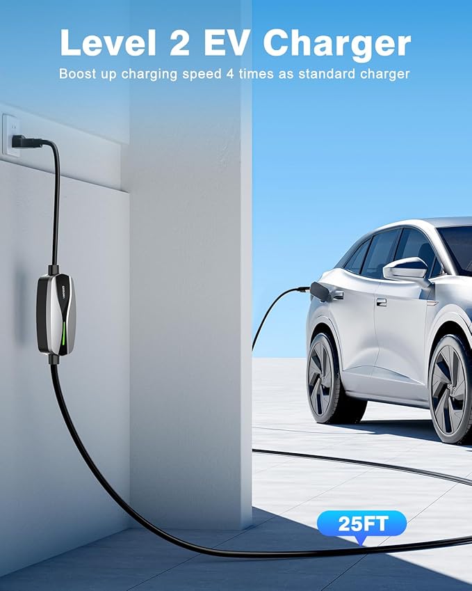 Level 1/2 EV Charger, 16Amp Electric Car Charger 25FT Cable - Image 4