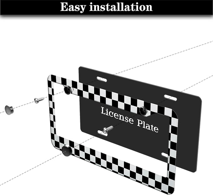 License Plate Frames Black and White License Plate Bracket Black and White - Image 7