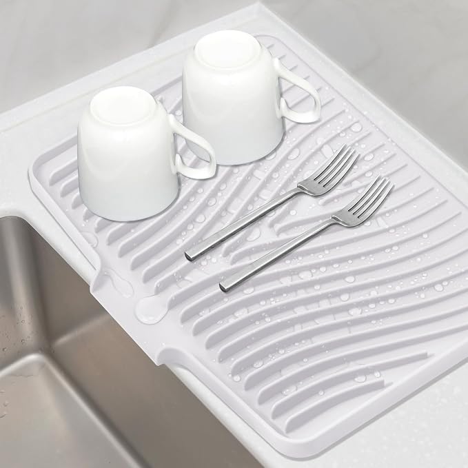 Silicone Dish Drying Mat for Kitchen Counter, Dish Drying Pad, Non-Slip Drain by TIKNIKHomeOutdoor