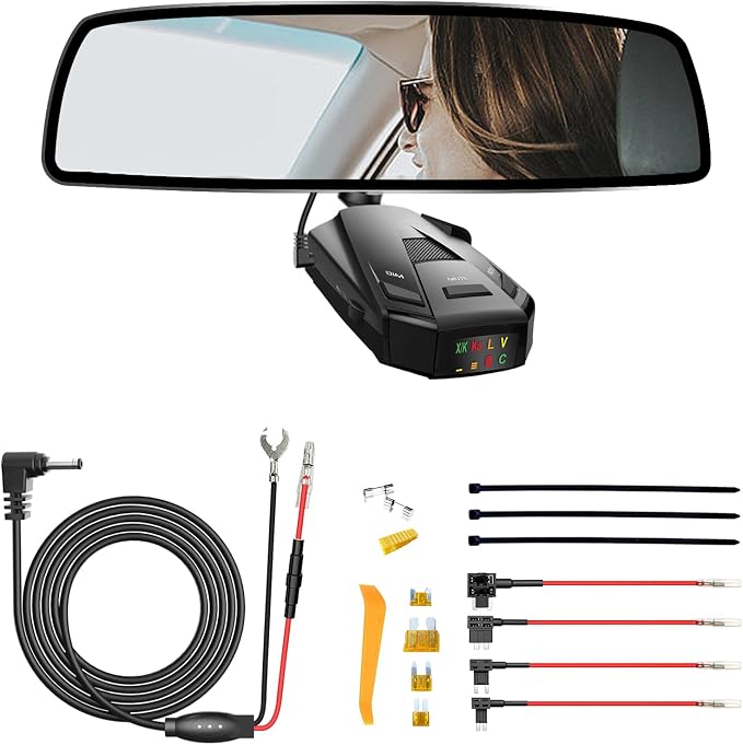 Radar Detector Rearview Mirror Rod Mounting Bracket and Radar Direct Power Cord by SDSACZMU