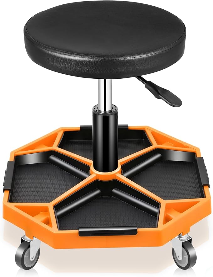 Auto Dynasty Mechanic Stool, Adjustable Rolling Pneumatic Creeper Garage Shop by AutoDynasty