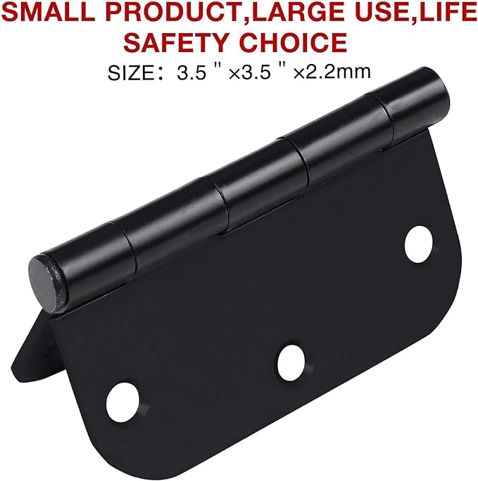 Rounded Door Hinges 3-1/2" x 3.5 inch, 5/8 Radius, Matte Black 3 ½ Inch 42 Pack - Image 5