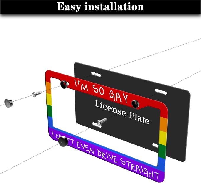 License Plate Frames Rainbow Automotive Exterior Accessories I'm So Gay I Can’t - Image 7