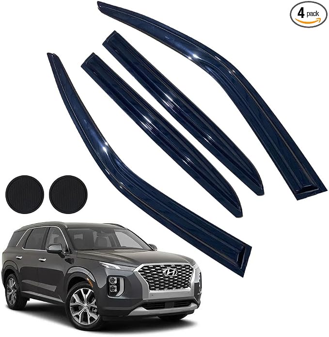 Rain Guards for Hyundai Palisade SE SEL XRT 2020-2024, Tape-on Side Window by LETINGFAR