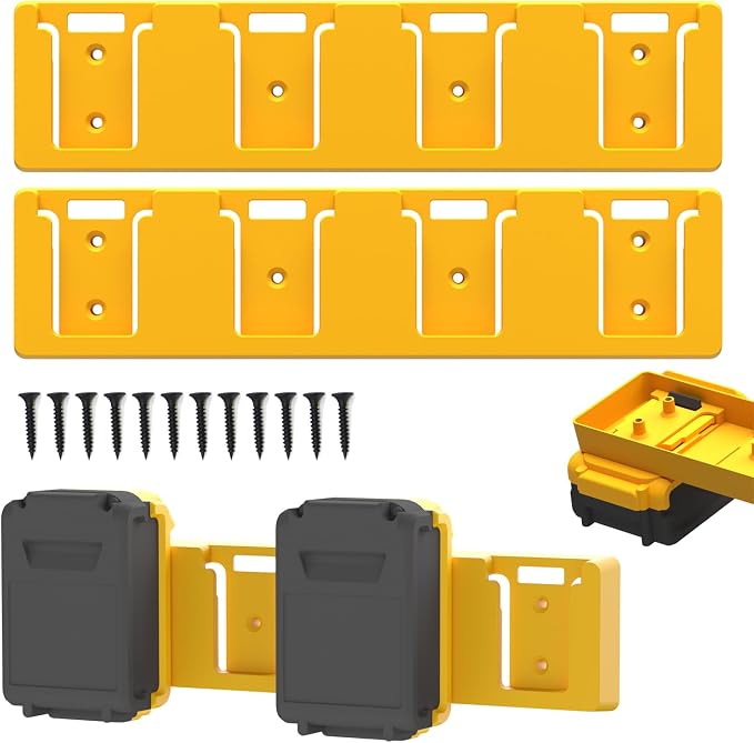 Battery Rack Compatible with DeWalt 20V Battery Holder, Mount 4 Slot Bulk by SZWJT-LV