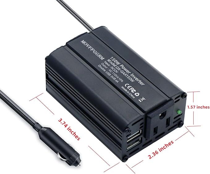 150W Power Inverter 12V DC to 110V AC Car Plug Adapter Outlet Converter - Image 4