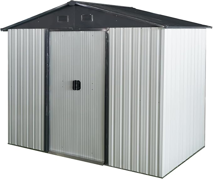 4x8 FT Outdoor Storage Shed, Metal Garden Shed - Image 8
