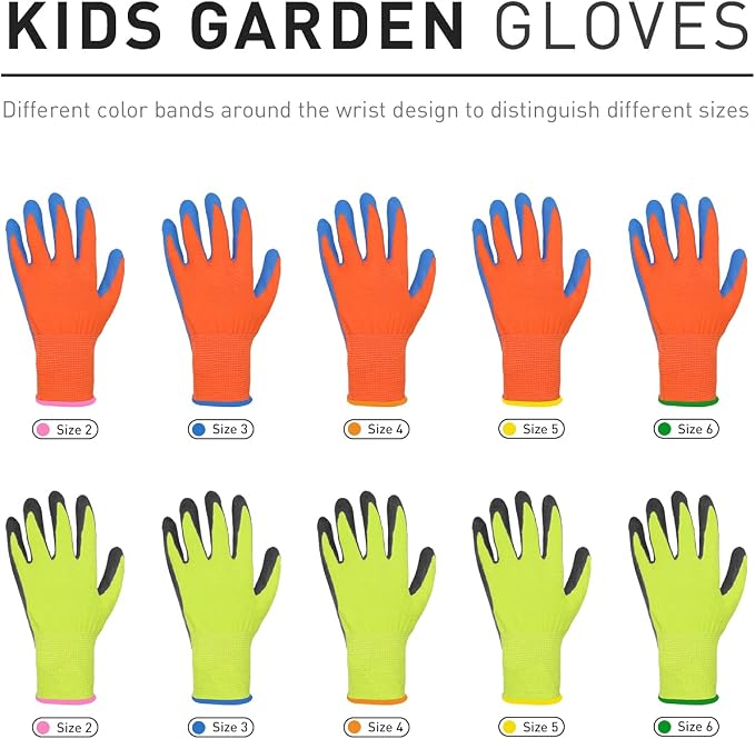 HANDLANDY 3 Pairs Kids Gardening Gloves Latex Free, Nitrile Coated Children - Image 7
