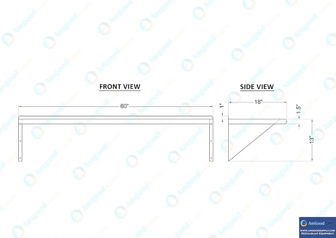 AmGood 60" Long X 18" Deep Stainless Steel Wall Shelf | NSF | Appliance & - Image 5