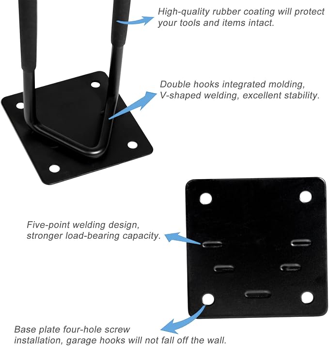 2Pcs Shovel Holder Wall Mount, Ladder Hangers, Rake Racks, Large Garden Tool - Image 5