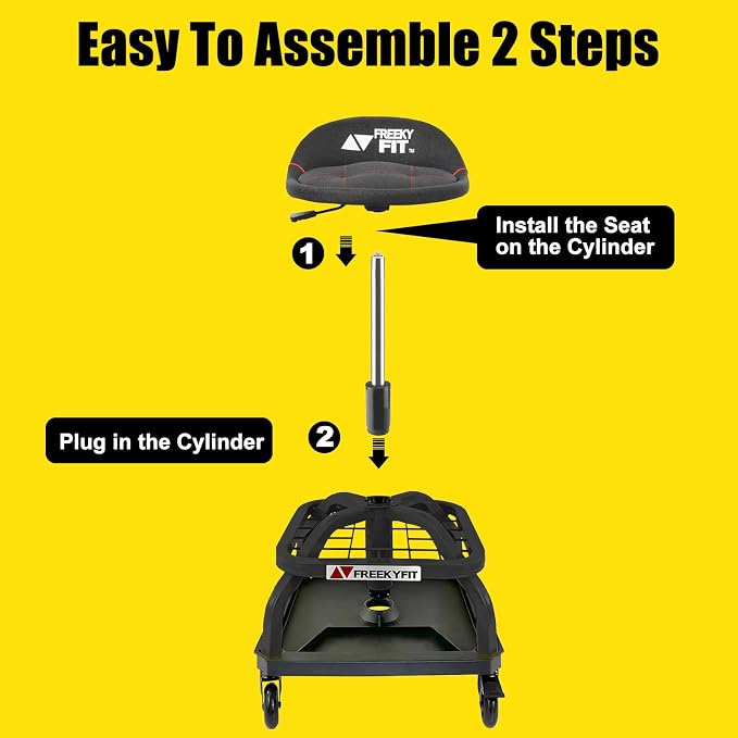 Rolling Shop Stool with Wheels, Garage Work Mechanic Stool with Backrest - Image 6