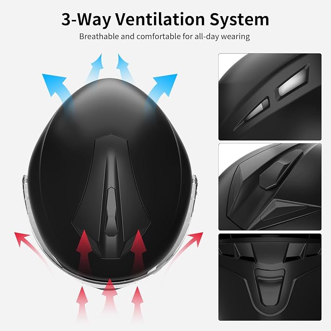 Full Face FreedConn Motorcycle Helmet Bluetooth 5.0 Integrated 2 Way Intercom - Image 8