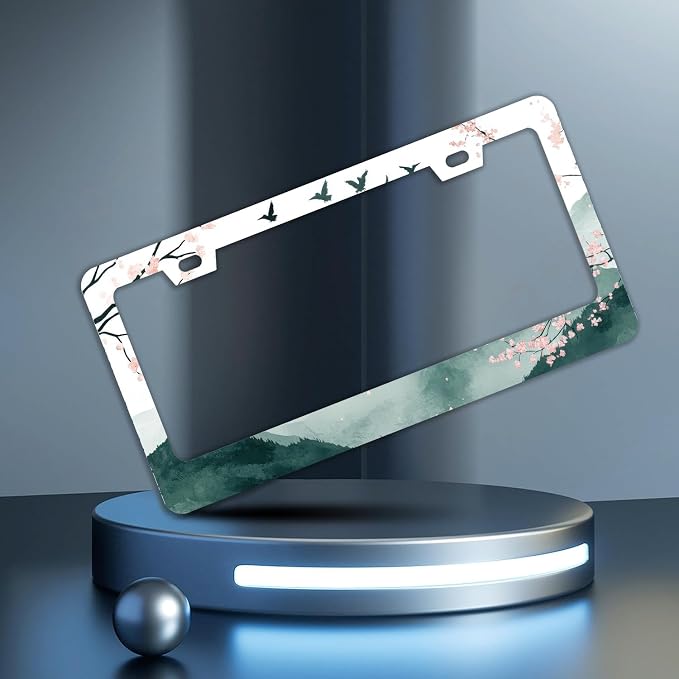 Mountains Cherry Blossom License Plate Frames - Image 2