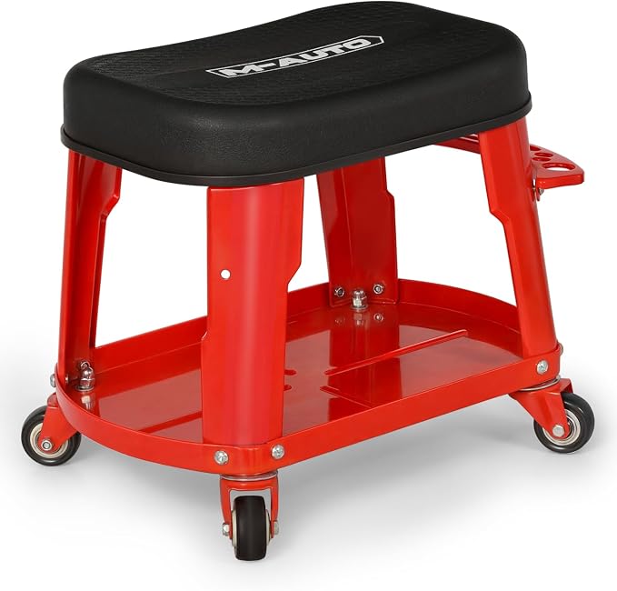 M-AUTO Heavy Duty Garage Rolling Work Seat 300LBS Capacity Mechanics Stool by M-AUTO