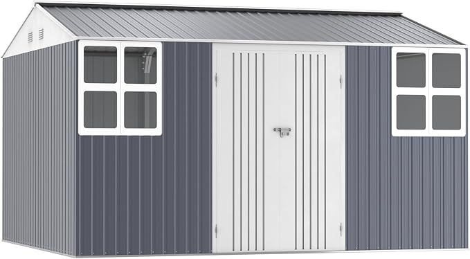 12x10 FT Metal Shed Heavy-Duty, Outdoor Storage Garden Sheds - Image 9