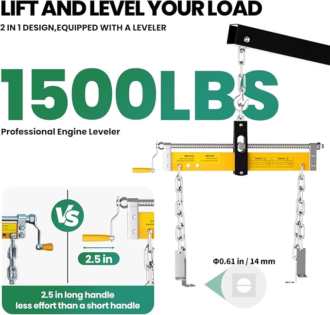 Engine Lift with Load Leveler, 2T Heavy Duty Alloy Steel Folding Cherry Picker - Image 8
