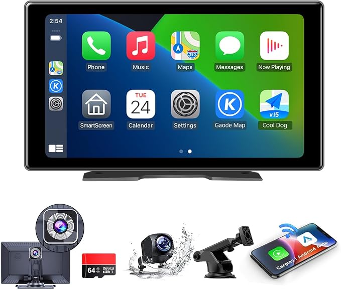 9inch Portable Carplay Screen for Car, Wireless Apple Carplay & Android Auto by MovolsGuardyourhome