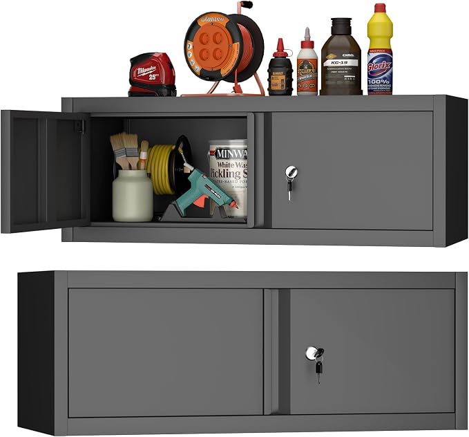 GREATMEET Metal Locking Garage Storage Cabinets, Lockable Storage Cabinet by GREATMEET