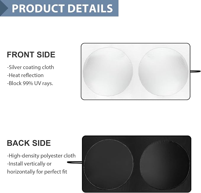 Windshield Sun Shade with Storage Pouch - Image 3