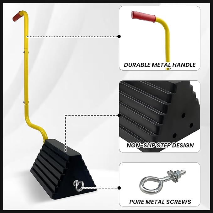2 Pack Heavy Duty Rubber Wheel Chock - Image 4