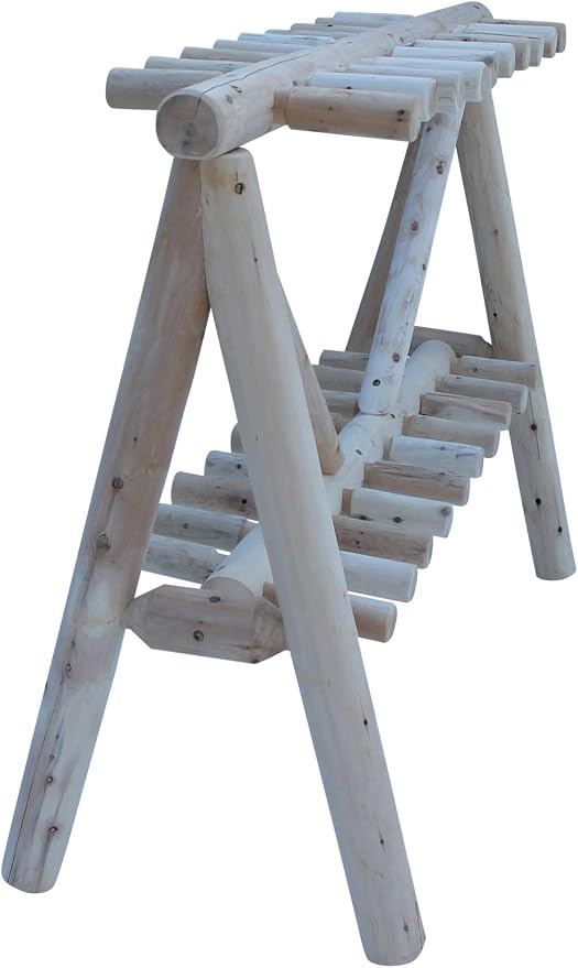 21-Place Freestanding Log Ski Rack Holder, Indoor & Outdoor Snowboard Racks - Image 4