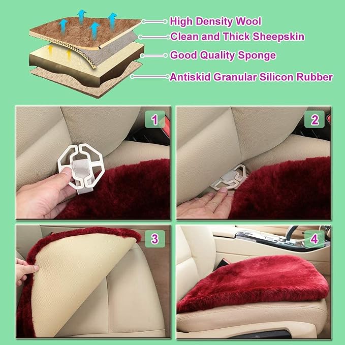 Fluffy Genuine Australia Sheepskin Car Seat Cover - Image 7