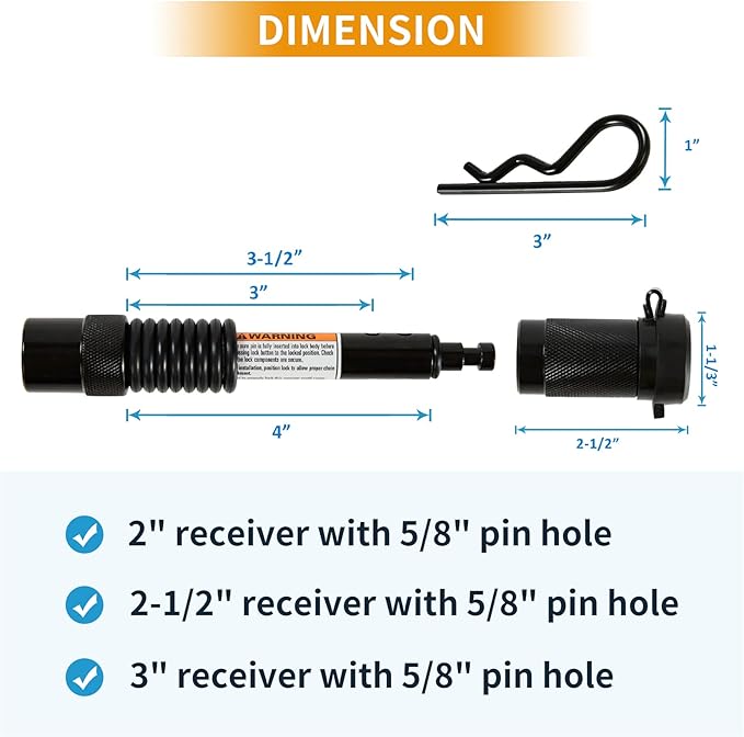 Trailer Hitch Pin Lock, 5/8" Dia - Image 2