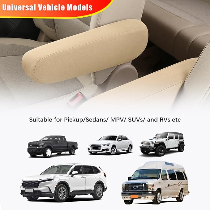 2PC Car Front Seat Armrest Covers, Universal Size Seat Arm Rest Cover, Flat - Image 5
