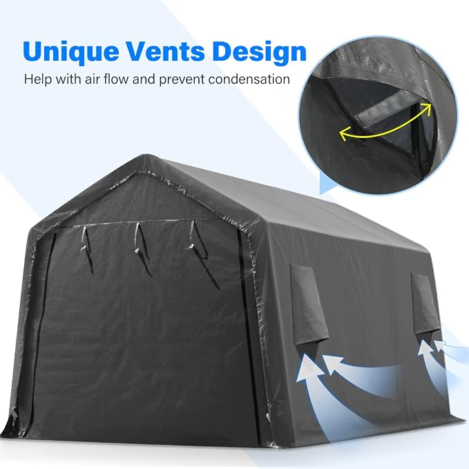 ADVANCE OUTDOOR 10x15 ft Shelter Storage Shed Steel Metal Peak Roof Portable - Image 2