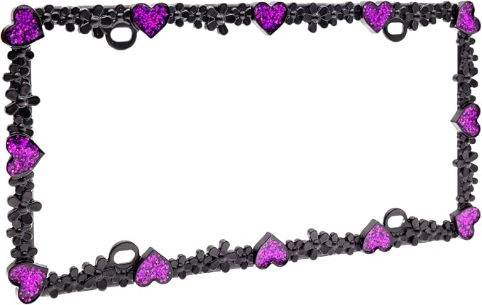 Creathome 3D Shining Daisy Heart License Plate Frame from Pure Zinc Alloy Metal - Image 4