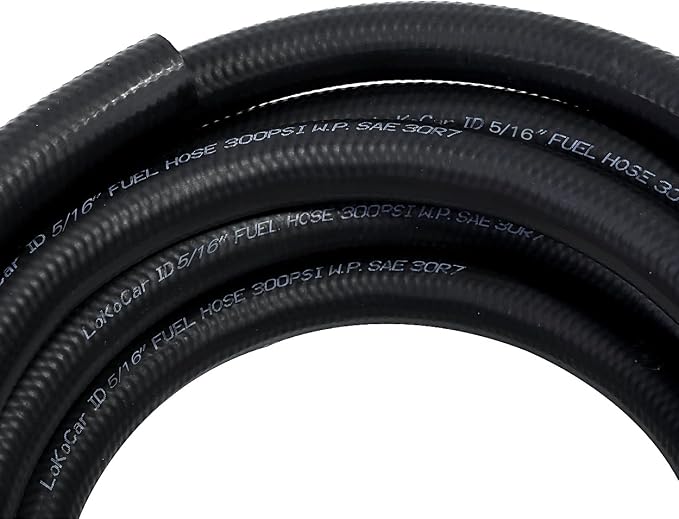 LokoCar 5/16" ID Fuel Hose Line Push Lock NBR Rubber SAE 30R7 300PSI 25ft Black - Image 2
