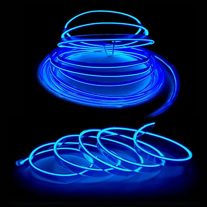 El Wire Blue Interior Car LED Strip Lights, 2M Neon Wire USB 5V - Image 3