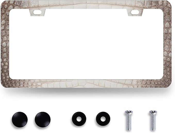 Crocodile Skin Print License Plate Frame Cool Animal Texture License Plate by MUAWUOIK