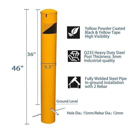 46" High Pour in Place Steel Bollard Post - Image 4