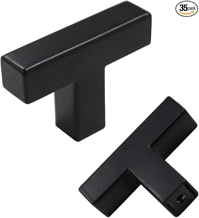 goldenwarm 35 Pack Black Cabinet Knobs Kitchen Cabinet Handles Stainless Steel by goldenwarm