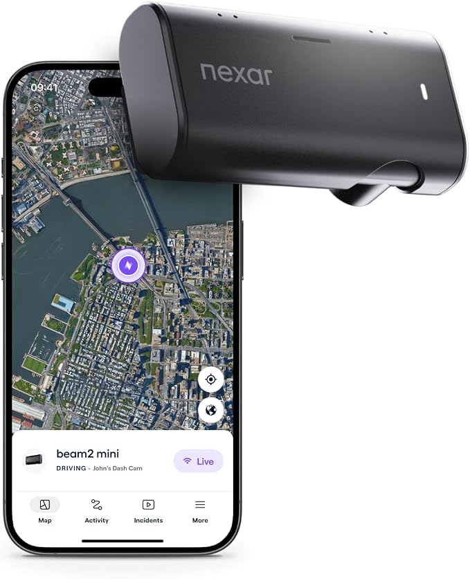 Nexar Beam2 Mini Dash Cam Car Camera 128GB Storage 24H Parking Mode Wide Angle by Nexar-Industry-leadingAIDashCams
